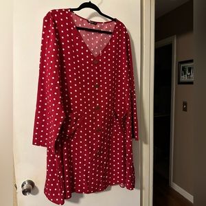 SHEIN Red~White Polka Dot Dress Pockets 4XL 20
